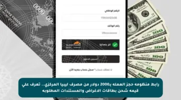 رابط منظومة حجز العملة بـ2000 دولار من مصرف ليبيا المركزي.. تعرف على قيمة شحن بطاقات الأغراض والمستندات المطلوبة